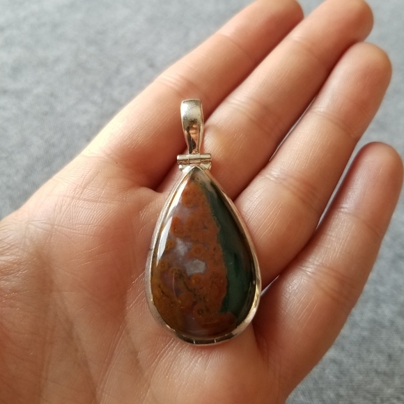 Plume Agate New Handcrafted Sterling silver 925 gemstone pendant - Picture 2 of 5